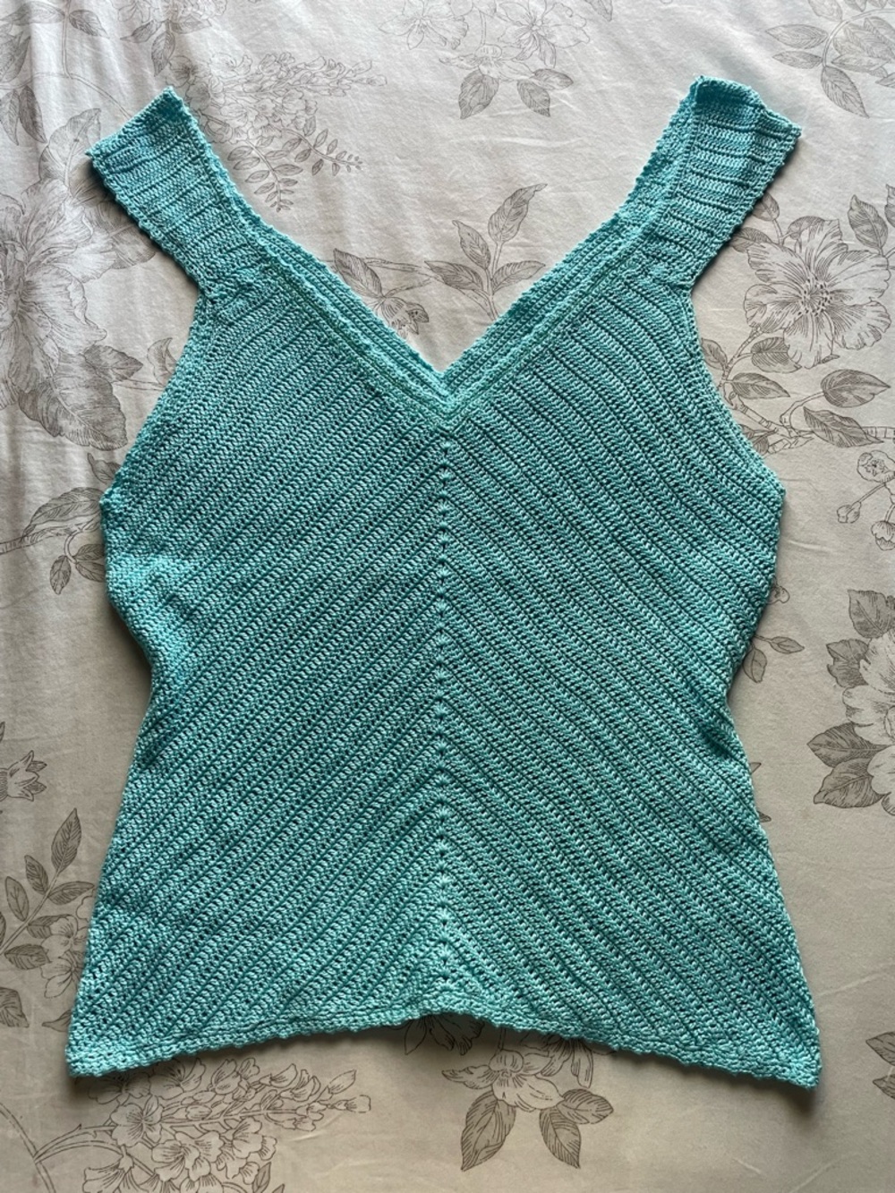 Vintage Lilly Pulitzer Aqua Crochet Beaded Neckline Tank Top Medium Preppy Beach